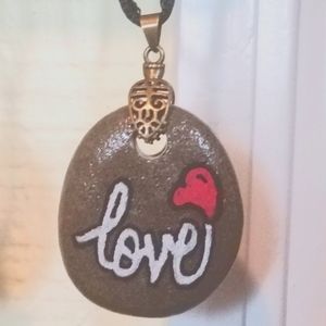 Handpainted stone necklace
